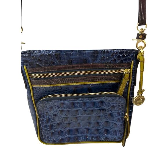 Brahmin Blue Green Croc crossbody 24\